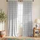 NICETOWN 100% Blackout Navy Blue Plaid 80 inch Curtains for Doorway, Rod Pocket & Back Tab Brighton Windowpane Pattern Window Treatments for Bedroom, W52 x L80, 2 Panels