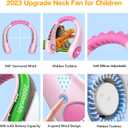 Kids Neck Fan, Portable Bladeless Fans for Kid 4-14Y Girls & Boys, 2600mAh USB Personal Mini Cooling Fan for Travel/Camping/Study, 4 Speeds, Lightweight, Compact, Perfect Summer Gifts for Kids