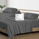 Mayfair Linen 100% Egyptian Cotton Split King Sheets Sets for Adjustable Bed - 500 Series Soulmate Collection Split Top King Sheet (5 PC, Dark Grey), Soft, Cooling 16" Deep Pocket Hotel Sheet Set