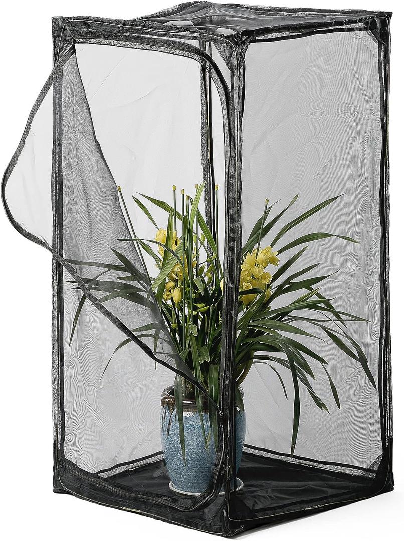 46" Heavy Duty Monarch Butterfly Habitat, Outdoor Collapsible Insect Mesh Cage Terrarium Pop-up with Zipper Protection and Detachable Bottom 23 x 23 x 46 inches