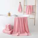 REDKISS Pink Towel Set of 8-100% Cotton Luxury Bath Towels Set for Bathroom, 600 GSM Highly Absorbent Bathroom Towel with 2 Large Bath Sheet, 2 Hand, 4 Washcloths, Pink Shower Towels for Dorm