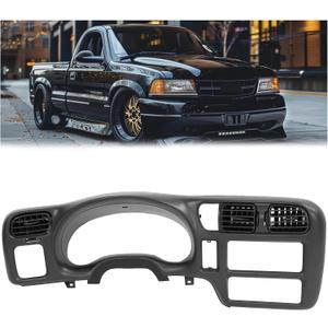 HECASA Dash Trim Bezel Cover Compatible with 1998-2002 Chevy Chevrolet S10 Blazer GMC Jimmy Dashboard Radio Panel Not Fit Double Din ABS Plastic Black Only Fit Single Din