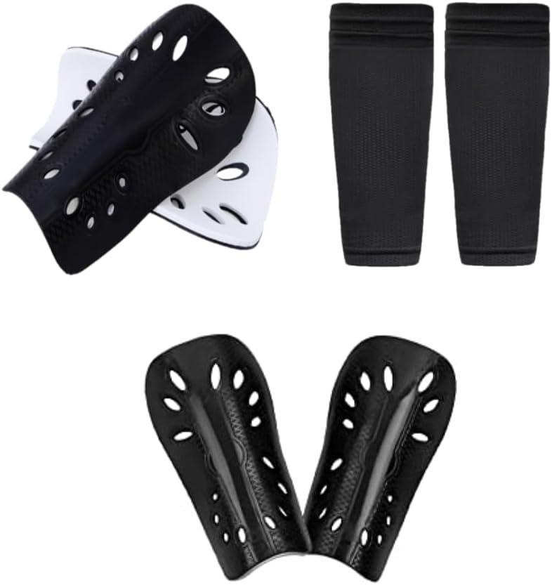4 x Kids Soccer Shin Guards with Sleeves, Youth Shin Guards for Boys & Girls, Soccer Shin Pads with Insert Pocket, Lightweight Breathable & Shockproof Protection for Training & Games
