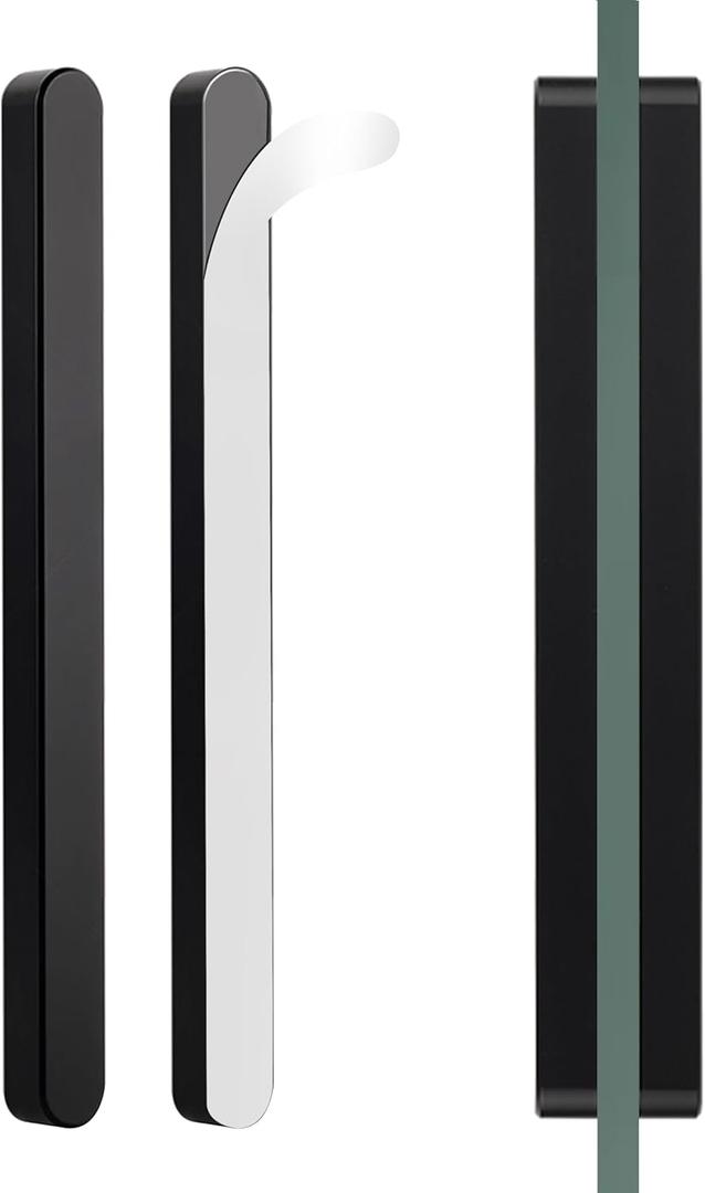 BaiNong 2pack 7 inch Stick on Shower Door Handles Adhesive Glass Shower Door Handle Matte Black Sliding Glass Door Handle for Shower Double Sided Sliding Door Pull