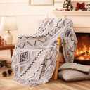 CASAAGUSTO Boho Throw Blanket - Beige and Gray Decorative Blankets with Tassel, Printed Flannel Bohemian Blanket for Chair, Bed, Sofa, Couch(50 * 60, Beige and Gray)
