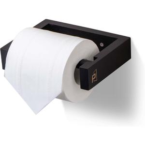 Bamboo Wall Mounted Toilet Paper Holder,Wooden Toilet Paper Holder,Adhesive Bathroom Tissue Holder,Wood Toilet Paper Roll Holder Tissue Holder for Bathroom (Black)