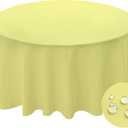 BYDOLL Table Cloth Round 60 Inch Tablecloth Fits Max50 Inch Diameter Top,Yellow Washable Outdoor Winkle and Stain Resistant Spillproof Polyester Tablecloths for Round Tables Party Cover
