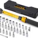 YIYEIE 1/4 Inch Drive Bike Torque Wrench, 1-25 Nm (10-222.5 in.lb), 27 PCS Click Bicycle Torque Wrench with Bit Sockets, 0.1 Nm Micro, 72-Tooth Ratchet, 3/8 Adapter, for MTB, E-Bike, Motorcycle
