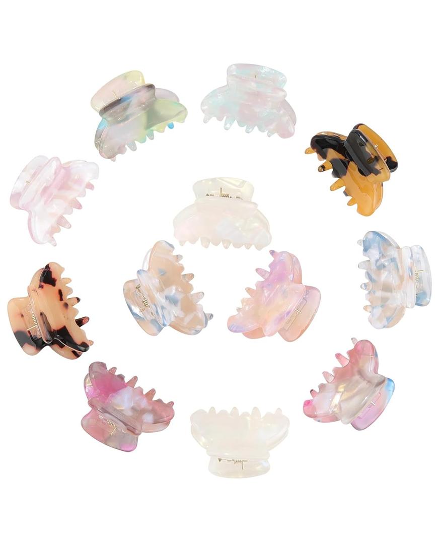 Claw Jaw Hair Clips 12PCS Small for Thin Hair Styling Mini Accessories Classic Clamp for Women Girls (Gilltter)
