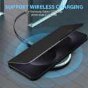 S25 Edge Flip Case for Samsung Galaxy S25 Edge 5G Case, Clear View Slim Fit Leather Cover for Samsung S25 Edge Phone Case with Kickstand Rugged Heavy Duty Shockproof Bumper Shell, 6.66 Inches (Black)