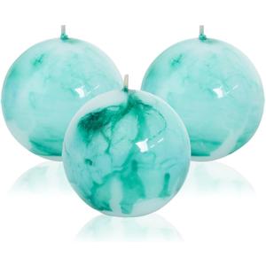 MAITREYA Tie dye Rustic Round Pillar Candles-Unscented Decoration Candles Set of 3-Clean Burning Drisspless Dinner Candles of Home Decor Party(Teal)