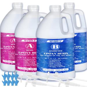 Epoxy Resin Kit, 4 Gallon Epoxy Resin Crystal Clear Not Yellowing No Bubble Self Leveling for DIY Molds Wood Jewelry Table Tops Bar Top Casting Coating Crafts Supplies Easy Mix 1:1 Ratio