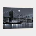 SKASNFAI New York City Canvas Wall Art Brooklyn Bridge Pictures Cityscape Artwork for Home Office Wall Decor Black and White Skyline Posters Prints Framed 16X24 Inch
