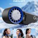 Gaiatop Portable Handheld Turbo Fan with Ice Cooler, 32H Cooling Fan Portable, 199 Speeds Personal Fans 6000mAh Rechargeable Mini Hand Held Fans LED Light, Desk Camping Travel essentials Classic Blue