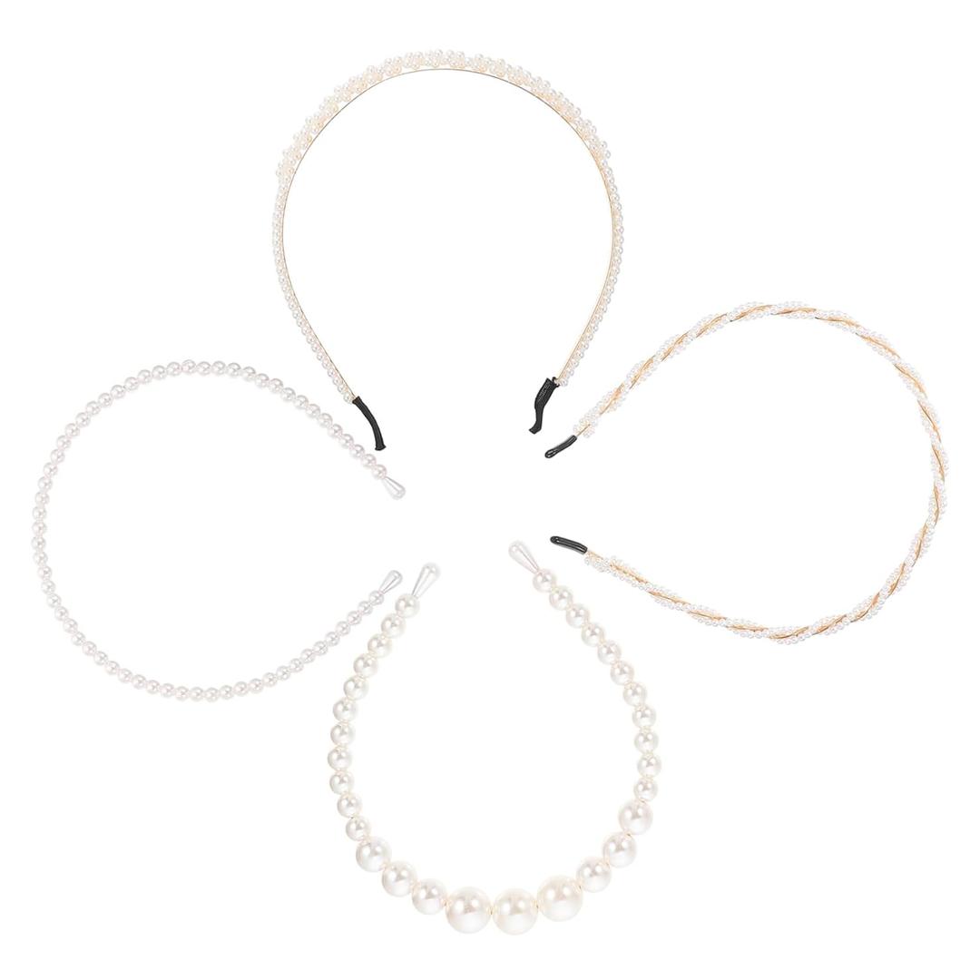 Chic Pearl Headbands for Women Delicate Band Hairband 4pcs Beautiful Girl Pearl Hand-made Hairbands