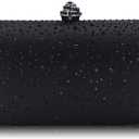 Women's Evening Bag Sparkling Rhinestone Wedding Evening Party Clutch Handbag Purse Chain Shoulder Crossbody Bag (Black)