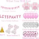 Dog Party Supplies Decorations Cute Dog triangle banner Birthday balloon Lets Pawty Birthday Pink Hat Dog Paw Balloons for Dog bone Party Decorations