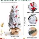 16.5 inch White Christmas Tree Centerpiece Small Tabletop Christmas Tree, White Pine Tree Rustic Mini Christmas Decorations Centerpiece Holiday Kitchen Shelf Decor Xmas Gifts