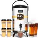 WantJoin Insulated Beverage Dispenser-75 Cup Hot&Cold water Urn for Catering-Stainless Steel Premium 12 L/3.2 Gallon Hot Drink Dispenser with Spigot for Coffee & Hot tea,Cold Milk,Water,Juice(Silver) (EXP 12/31/26)