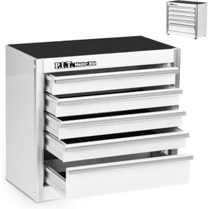 P.I.T. Mini Tool Box 8.6"W X 4.6"D, Portable 5-Drawer Micro Steel Stackable Toolbox with Liner, White Cute Tool Case for Small Tools Parts Storage, Home DIY