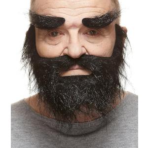 Mustaches Self Adhesive, Novelty, Realistic, Traper Fake Beard Fake Mustache and Fake Eyebrows, Black Color