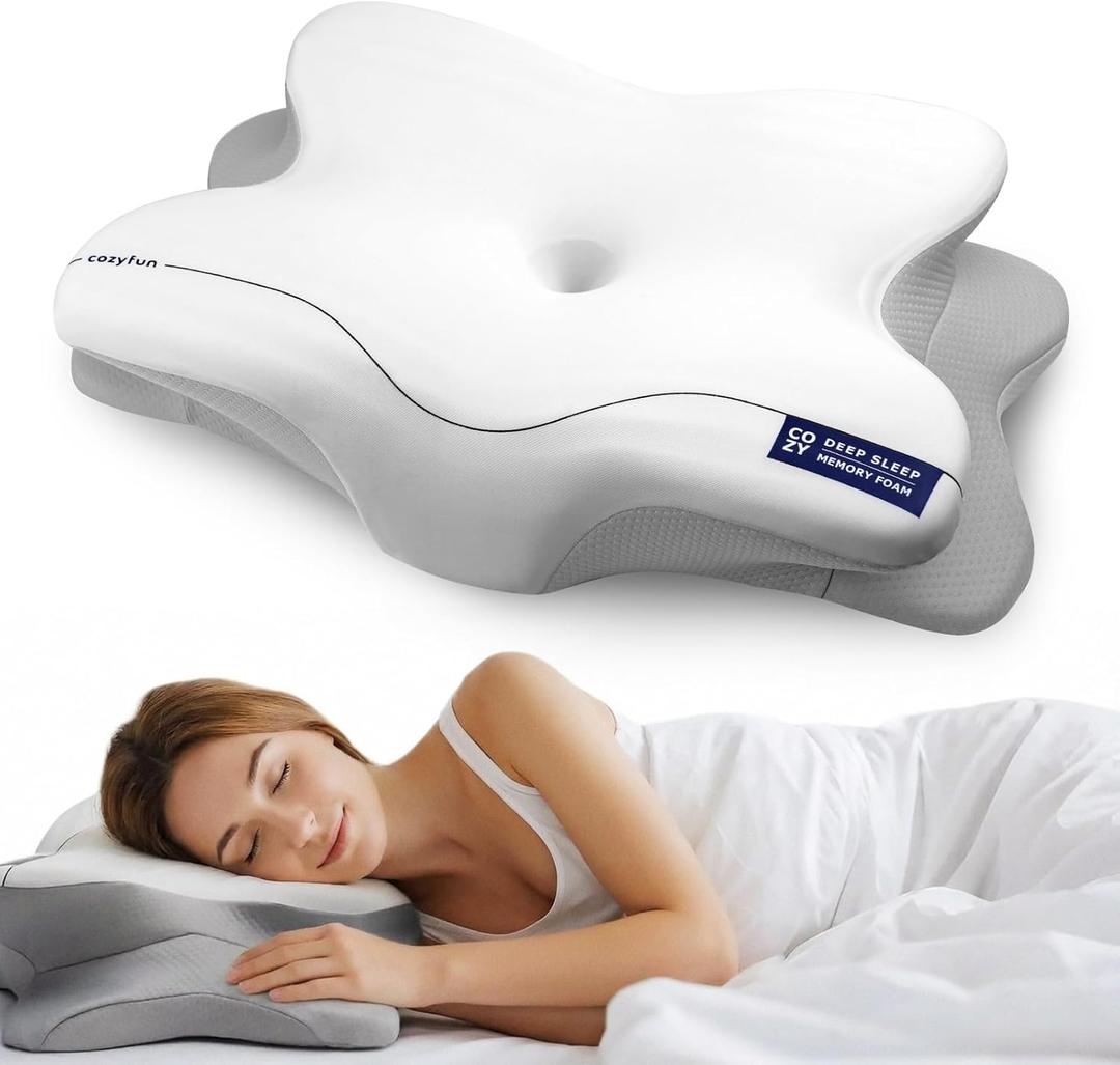 Cervical Neck Pillow for Side & Back Sleepers, Ergonomic Memory Foam Pillow for Sleep Apnea, Neck Pain Relief, Neck Support Pillow with Breathable Pillowcase, Supportive Bed Pillow for Neck