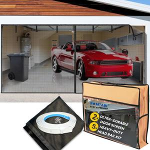 Garage Door Screen for 2 Car Garage 16x8FT, 2025 Ultra-dura Hook Rail Patented Magnetic Garage Screen Door with Retractable Heavy Duty Fiberglass, Hands Free Net Screen for Garage/Patio,Easy Assembly