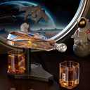 Kollea Galaxy Blue Spaceship Whiskey Decanter Sets for Men, Spacecraft Limited Edition, 2 Funny Shot Glasses, Gift Ideas, Cool Liquor Dispenser for Home Bar, Christmas Birthday Gifts for Men Dad Him