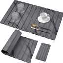 2 PCS Extra Large Stone Dish Drying Mat for Kitchen Counter, 28"16" Marble Dish Drying Mat with 8"x 4" Coasters, Non - Slip Collapsible Absorbent Stone Dish Drying Mat for Multi - Purpose (Gray)