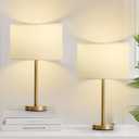 Table Lamps Set of 2, 3-Color Dimmable Gold Bedside Lamp for Living Room/Bedroom/Entryway and Other Rooms, Led Bulb Included