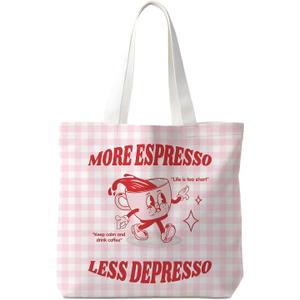Canvas Tote Bag for Women, Fruits-CoffeeTote Bag, Italian Gifts, Reusable Shopping Grocery Bags