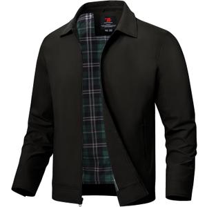 TBMPOY Men's Lightweight Jackets Casual Windbreaker Stylish Light Fall Spring Golf Work Dress Business (Medium, Black)