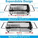 Expandable Stainless Steel Dish Drying Rack Over The Sink For Small Kitchen, Counter Space Saving Compact Black Metal Plate Drain Strainer, Adjustable Hanging In Sink Rust Proof Wire Dryer Holder