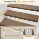 SMILOOL Bullnose Carpet Stair Treads Non Slip for Wooden Steps Indoor, 9.5" x 35" 14 Pieces, Extra Wide Bull Nose Carpet Runners for Wood Stairs, Step Covers, Stair Tread Rugs, Washable, Brown