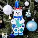 Winlyn 24 Sets Winter Decorations DIY Polar Bear Ornaments Christmas Craft Kits Foam Polar Bear with Snowflake Foam Stickers for Kids Holiday Seasonal Gift Home Classroom Activities Party Favors