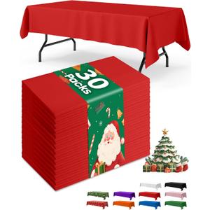 Niuara Red Plastic Table Cloth - 30 Pack 54" 108" Rectangle Disposable Tablecloths for 6FT Tables, Waterproof Table Cover for Party, Holiday & Gathering Use