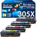 Valuetoner Remanufactured Toner Cartridge Replacement for HP 305A 305X CE410A CE410X CE411A CE412A CE413A for LaserJet Pro 400 M451dn M451nw M475dn M475dw M451dw M375nw (Black, Cyan, Magenta, Yellow)