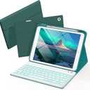 Folio Keyboard Case for iPad 9.7 inch 6th 2018, 5th 2017, Air 2 2014 Released, Magnetic Wireless Detachable Keyboard, 7-Color Backlight, Thin & Light, Pencil Holder (Cyan)