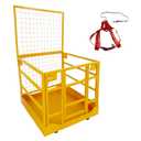 Garvee Forklift Safety Cage, 43" x 45" Forklift Basket with Wheel, 1300 lbs Capacity Forklift Work Platform With Safety Harness, Aerial Platform for Lifting Loader