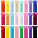 24 Colors Tulle Rolls 6 by 10 Yards(30 Feet) Rainbow Tulle Fabric Ribbon for DIY Tutu Skirts Craft Gift Bow Party Wedding Decorations