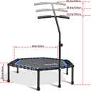 Newan 48'' Fitness Trampoline with Adjustable Handle Bar, Silent Trampoline Bungee Rebounder Jumping Cardio Trainer Workout for Adults - Max Limit 330 lbs