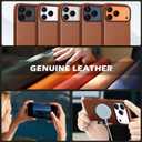 SHIELDON Genuine Leather Case for iPhone 17 Pro Max 6.9" 2025 with [Updated Camera Button], Compatible with Magsafe, Magnetic Wireless Charging, Shockproof Protective Cover, Metal Button - Retro Brown