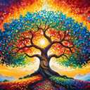 ldazao Tree of Life Paint By Numbers for Adults Beginner Stained Glass Painting Kit Color By Numbers for Adults Canvas DIY Acrylic Adults' Paint-By-Number Kits 20 X 16 Inches