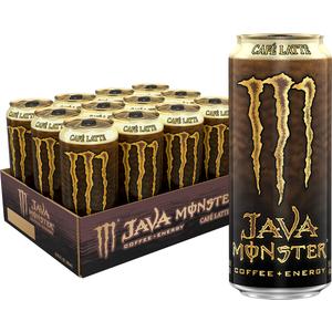 Java Monster Caf Latte, Coffee + Energy Drink, 15 Ounce | Pack of 12
