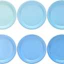 96 Pcs Blue Party Paper Plates, 9 Inch Cute Light Blue Disposable Dessert Baby Bridal Shower Dinner Birthday Cake Paper Plates for Party Bridal Baby Girl Shower Wedding Supplies