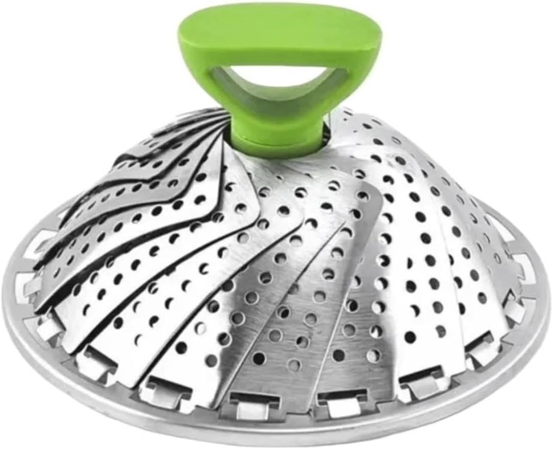 Stainless Steel Lotus Steaming Tray Folding Design Mesh Basket Food Steamer Expandable Rack(9 inches)