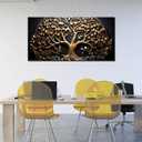 Tree Pictures Wall Decor Bedroom Black and Gold Wall Art for Living Room Large Wall Art for Office Large Size 29" x 58"