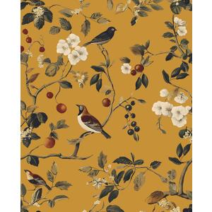 Vintage Bird Wallpaper 17.5"x118" Yellow Chinoiserie Floral Wallpaper Peel and Stick Removable Waterproof Self Adhesive Boho Wall Paper Floral Contact Paper for Bedroom Walls Cabinet Locker