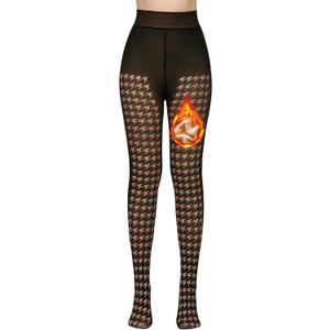 Fleece Lined Tights Sheer Women - Fake Translucent Warm Pantyhose Leggings Sheer Thick Tights for Winter (XXL)