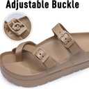 Goosecret Women's Platform Sandals with Arch Support Comfortable Foam Slides Summer Beach Sandals with Adjustable Buckle (Beige)
